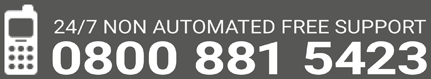 24/7 Non Automated Free Support, 0800 881 5423